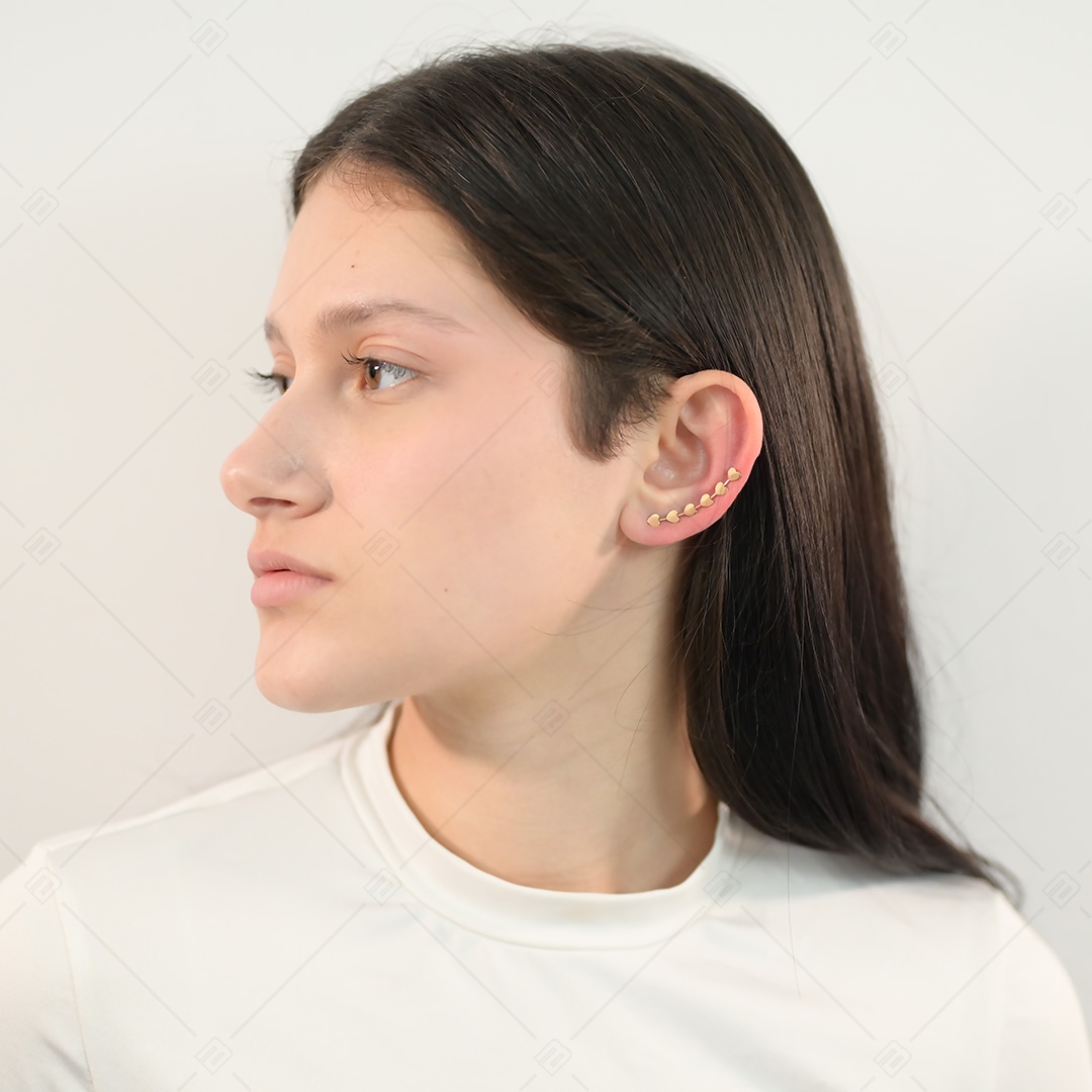 BALCANO - Lovers / Szívecskés fülre simuló fülbevaló 18K rozé arany bevonattal (141228BC96)