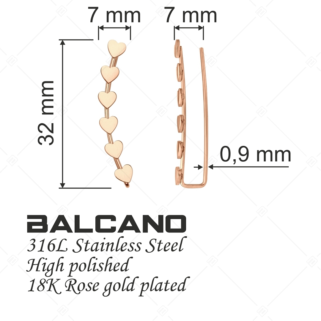 BALCANO - Lovers / Szívecskés fülre simuló fülbevaló 18K rozé arany bevonattal (141228BC96)