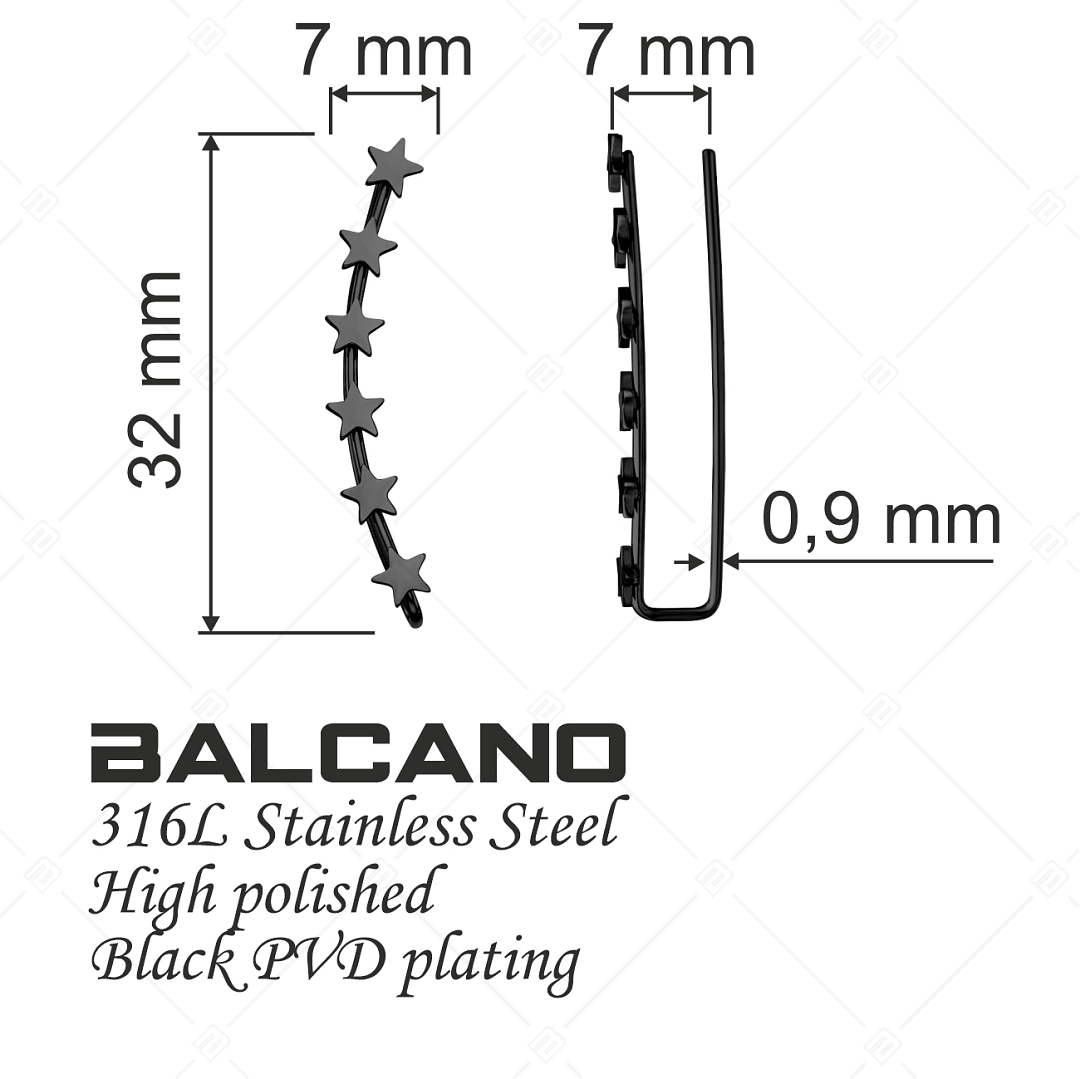 BALCANO - Lucente / Csillagos fülre simuló fülbevaló fekete PVD bevonattal (141229BC11)