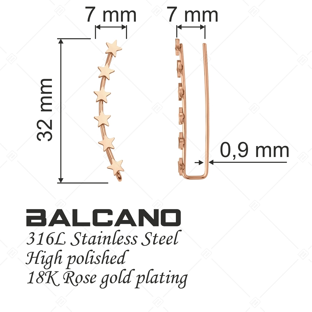 BALCANO - Lucente / Csillagos fülre simuló fülbevaló 18K rozé arany bevonattal (141229BC96)