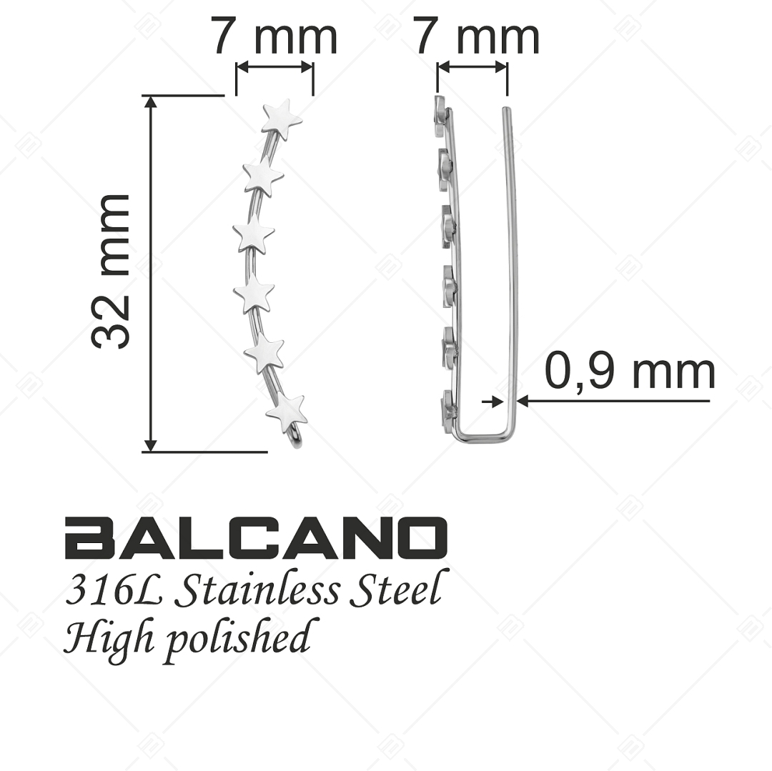 BALCANO - Lucente / Csillagos fülre simuló fülbevaló magasfényű polírozással (141229BC97)