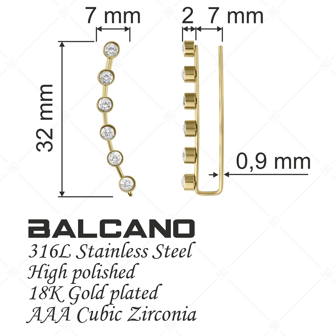 BALCANO - Brightly / Cirkónia drágaköves fülre simuló fülbevaló 18K arany bevonattal (141230BC88)