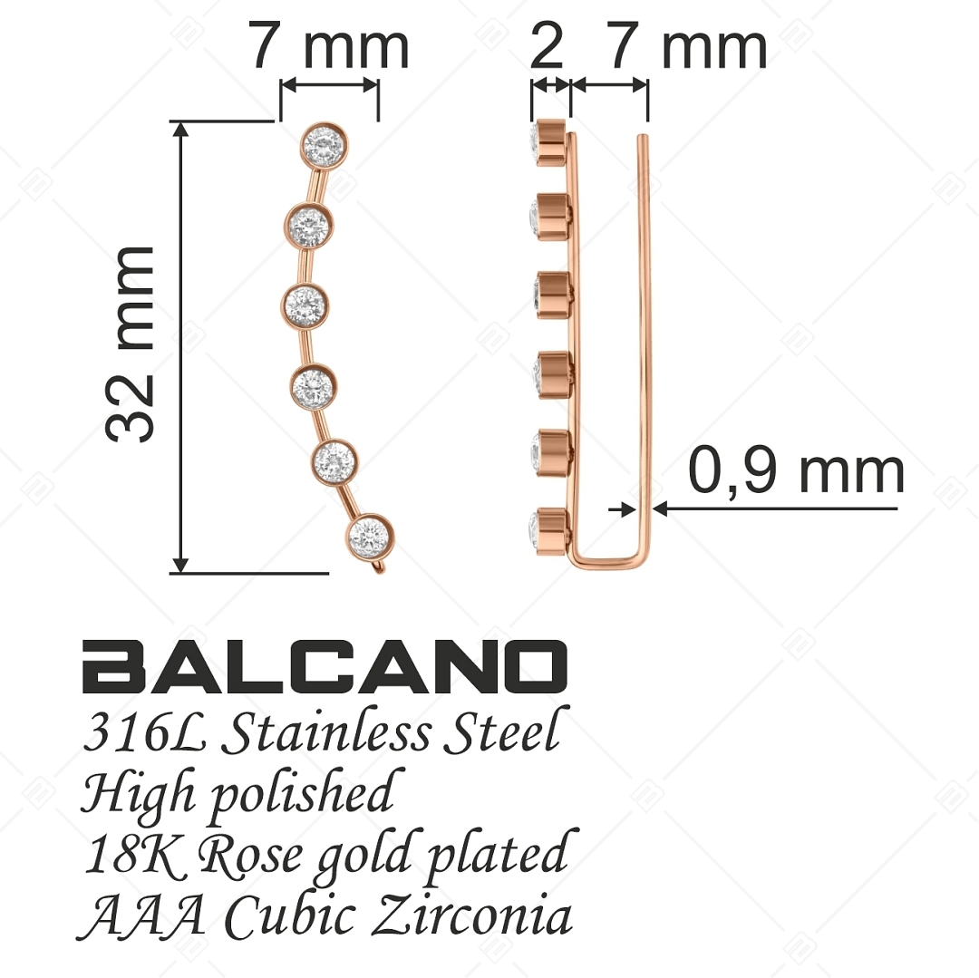 BALCANO - Brightly / Cirkónia drágaköves fülre simuló fülbevaló 18K rozé arany bevonattal (141230BC96)