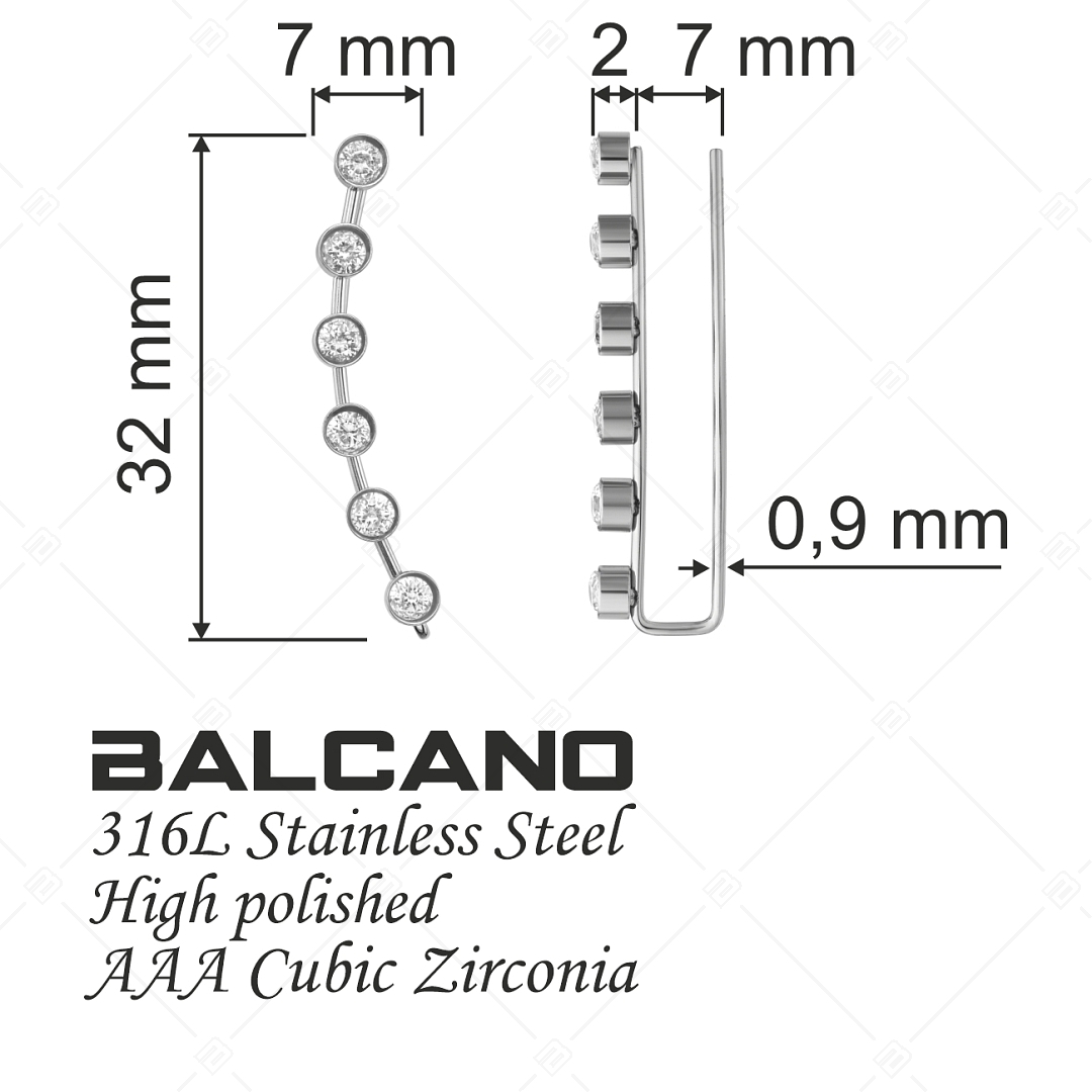 BALCANO - Brightly / Cirkónia drágaköves fülre simuló fülbevaló magasfényű polírozással (141230BC97)