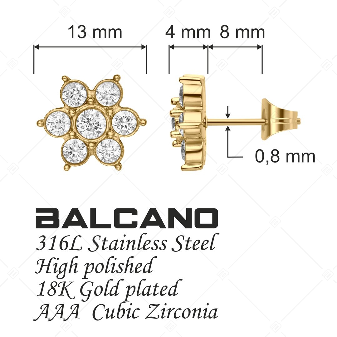 BALCANO - Blossom / Cirkónia drágaköves virág formájú fülbevaló 18K arany bevonattal (141232BC88)