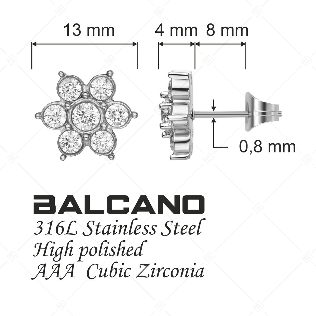 BALCANO - Blossom / Cirkónia drágaköves virág formájú fülbevaló magasfényű polírozással (141232BC97)