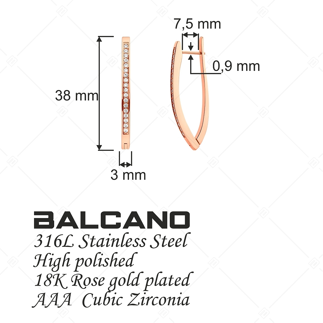 BALCANO - Melanie / Csüngő fülbevaló cirkónia drágakővel és 18K rozé arany bevonattal (141233BC96)