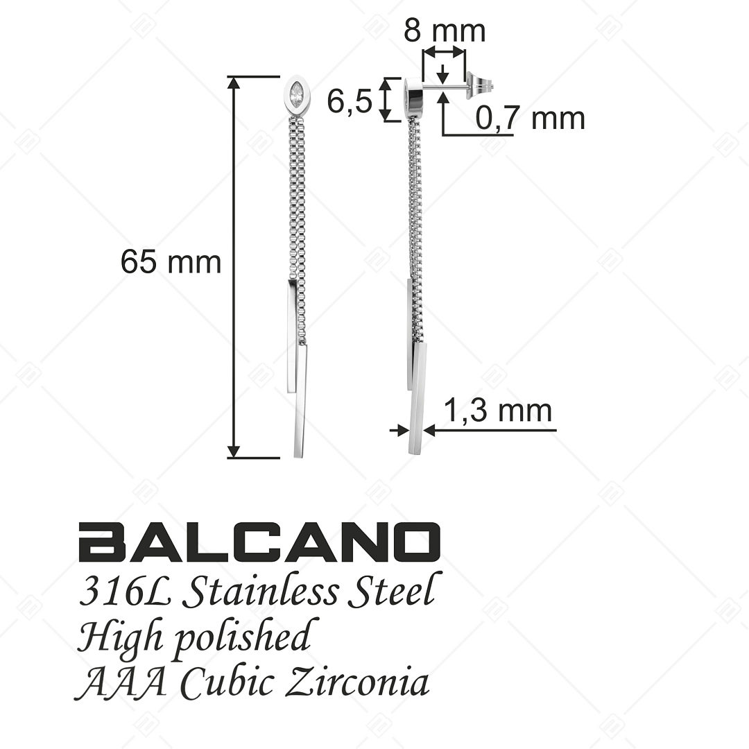 BALCANO - Colette / Csüngő fülbevaló, cirkónia kristállyal, magasfényű polírozással (141235BC97)