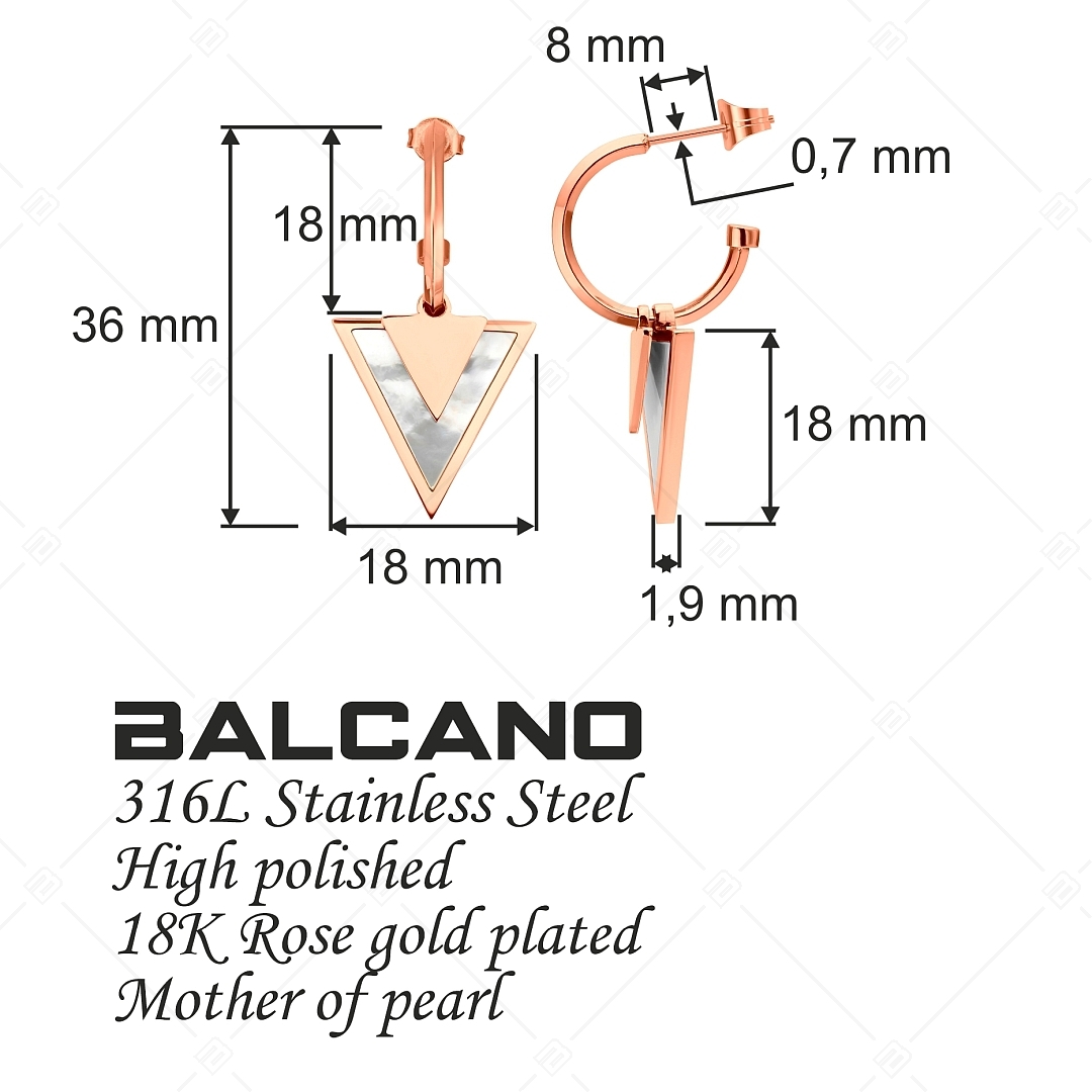 BALCANO - Delta / Háromszög alakú lógós fülbevaló, 18K rozé arany (141237BC96)
