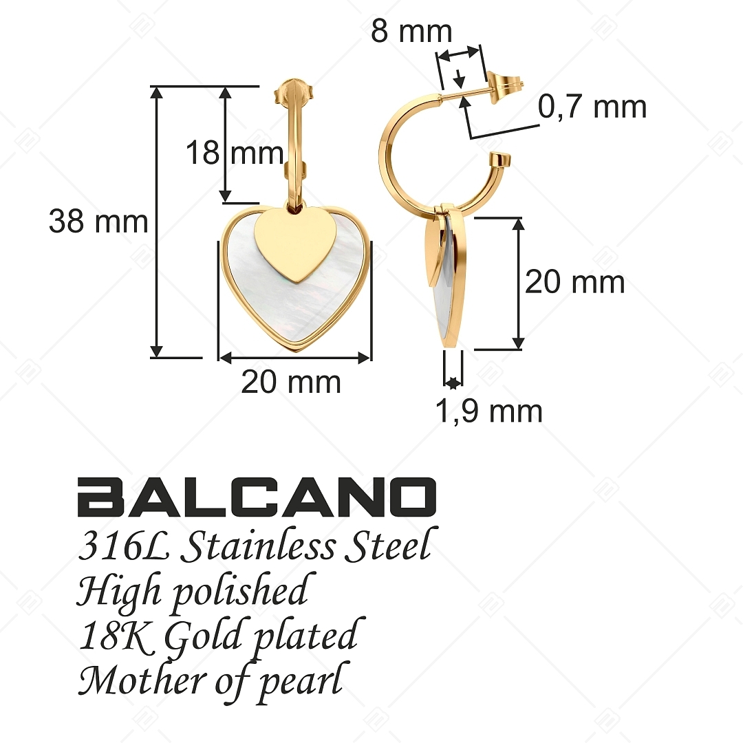 BALCANO - Heart / Szív alakú lógós fülbevaló, 18K arany bevonattal (141238BC88)