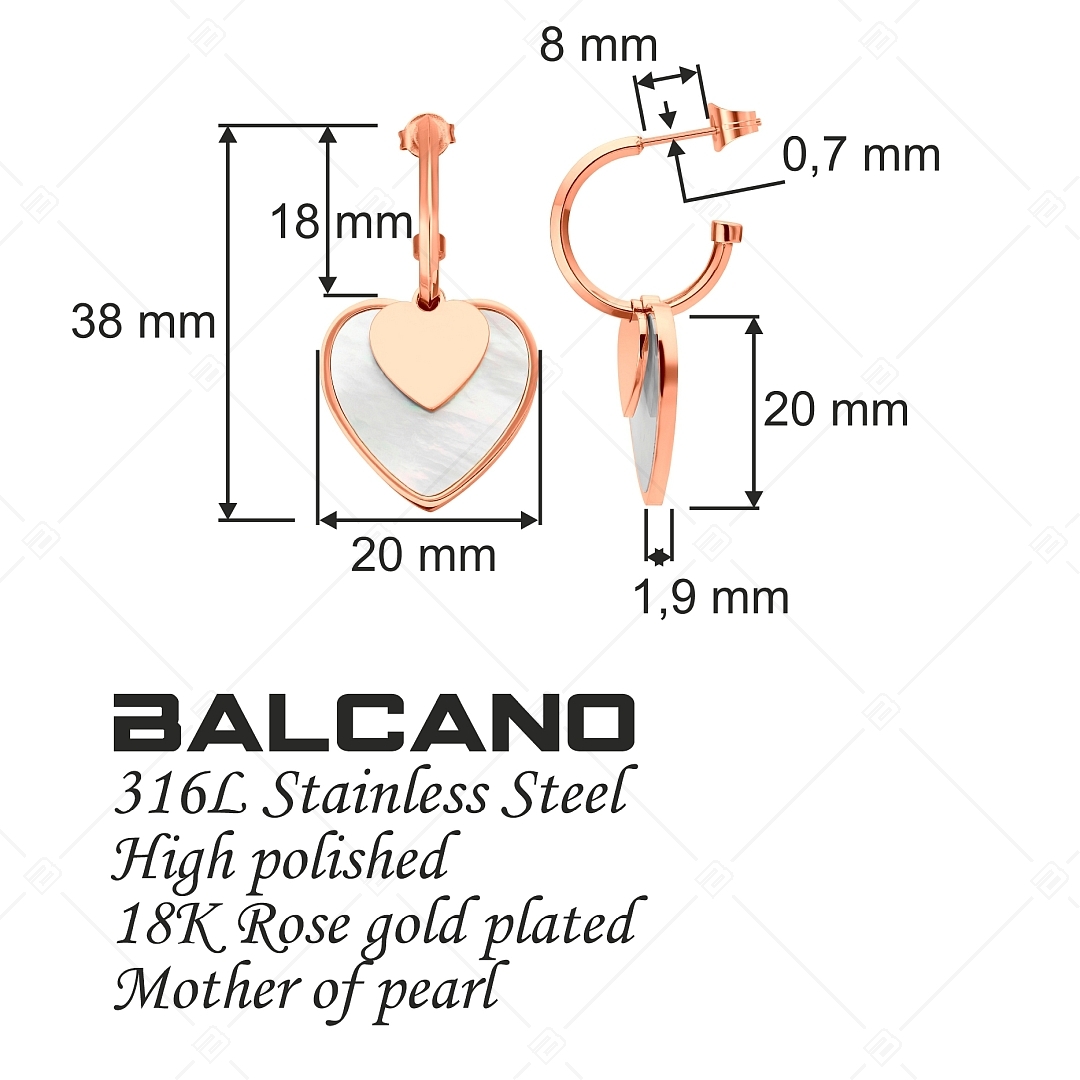 BALCANO - Heart / Szív alakú lógós fülbevaló, 18K rozé arany bevonattal (141238BC96)