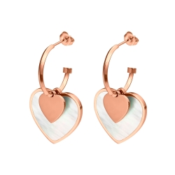 BALCANO - Heart / Szív alakú lógós fülbevaló, 18K rozé arany bevonattal