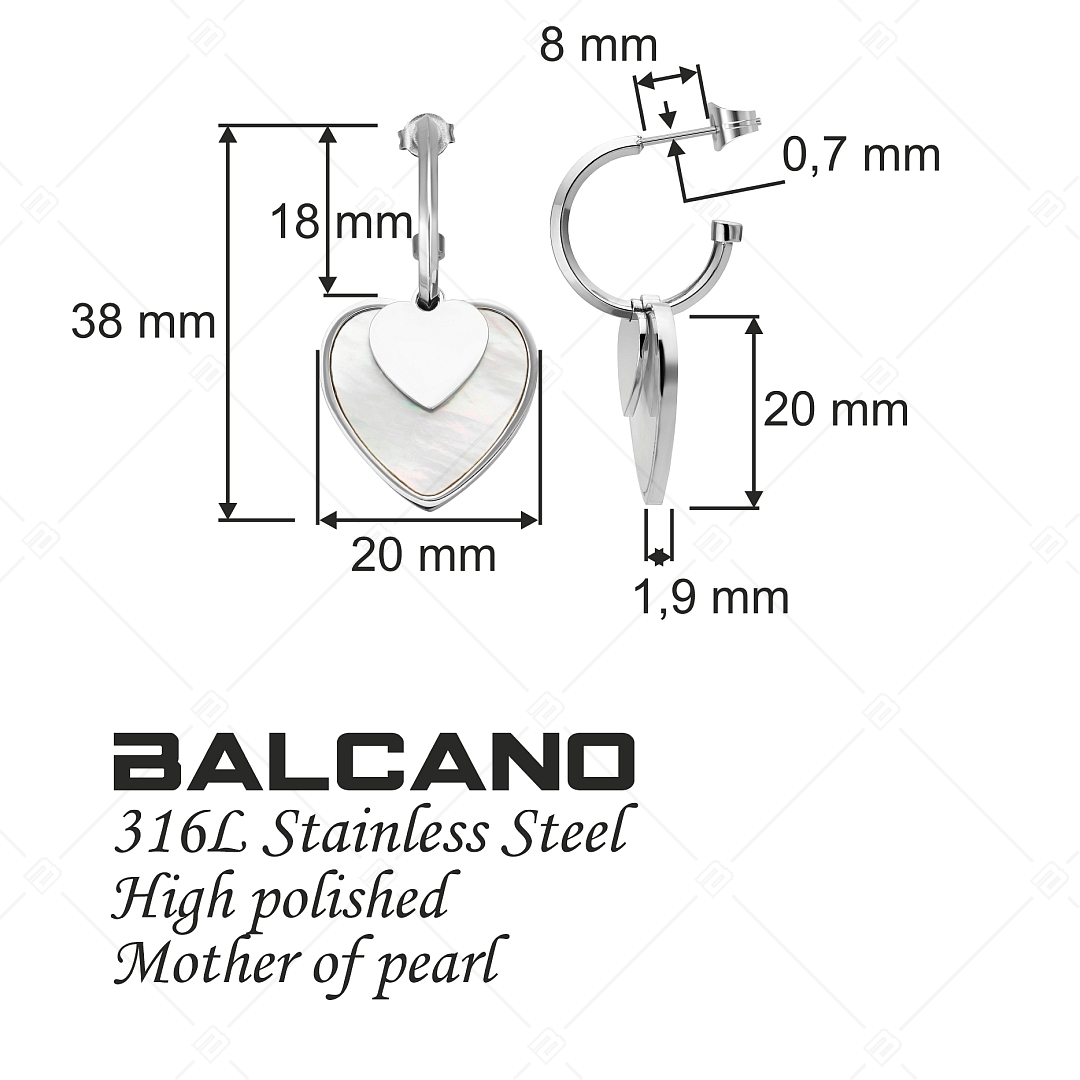 BALCANO - Heart / Szív alakú lógós fülbevaló, magasfényű polírozással (141238BC97)