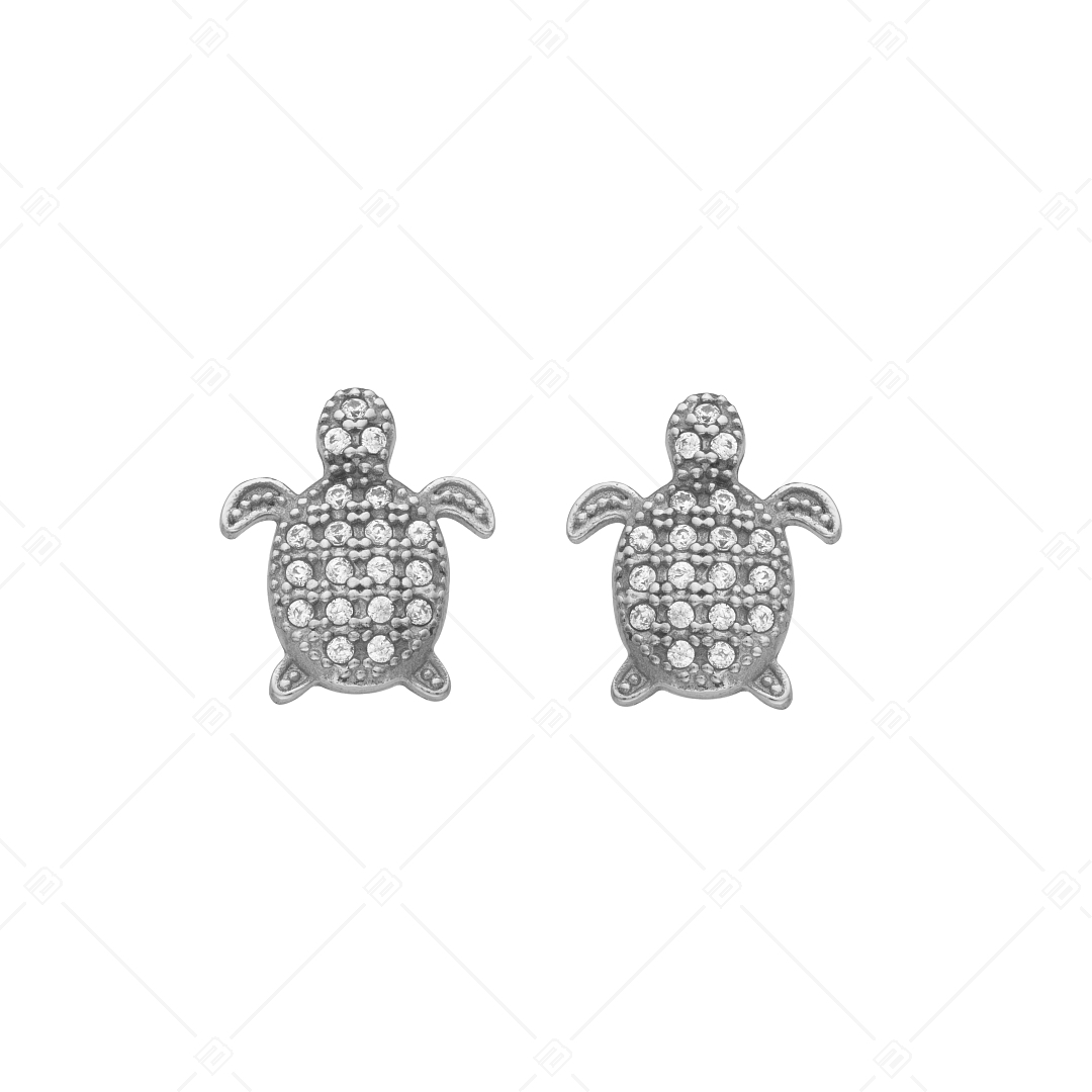BALCANO - Turtle / Teknős alakú bedugós fülbevaló cirkóniával, magasfényű polírozással (141240BC97)