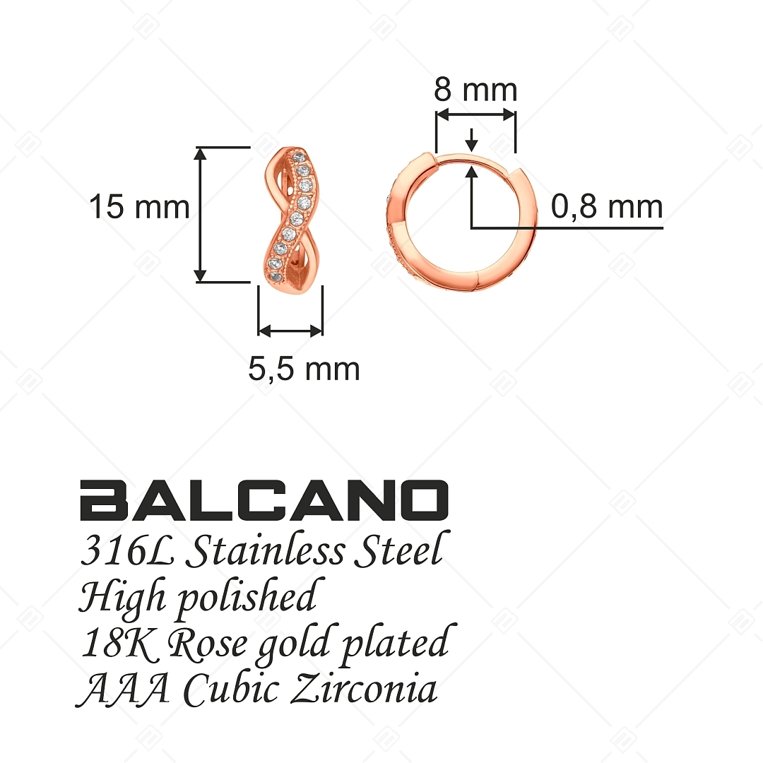 BALCANO - Infinity / Cirkónia drágaköves karika fülbevaló, 18K rozé arany bevonattal (141242BC96)