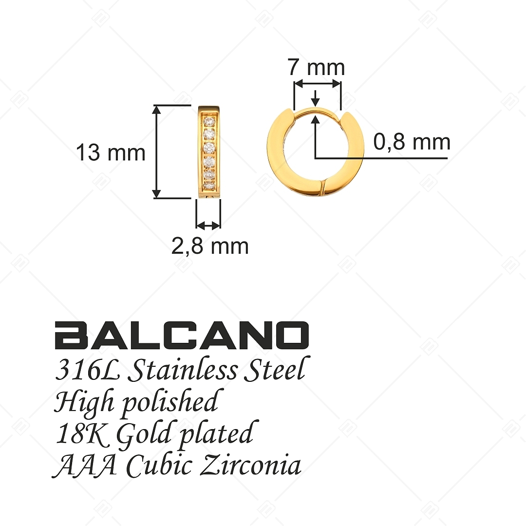 BALCANO - Carmela / Karika fülbevaló cirkónia drágakövekkel, 18K arany bevonattal (141243BC88)