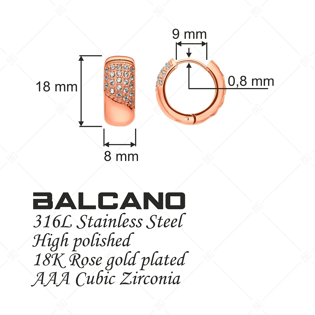 BALCANO - Naomi / Kerek fülbevaló cirkónia drágakővel, 18K rozé arany bevonattal (141244BC96)