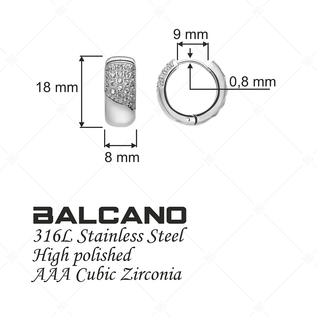 BALCANO - Naomi / Kerek fülbevaló cirkónia drágakővel, magasfényű polírozással (141244BC97)