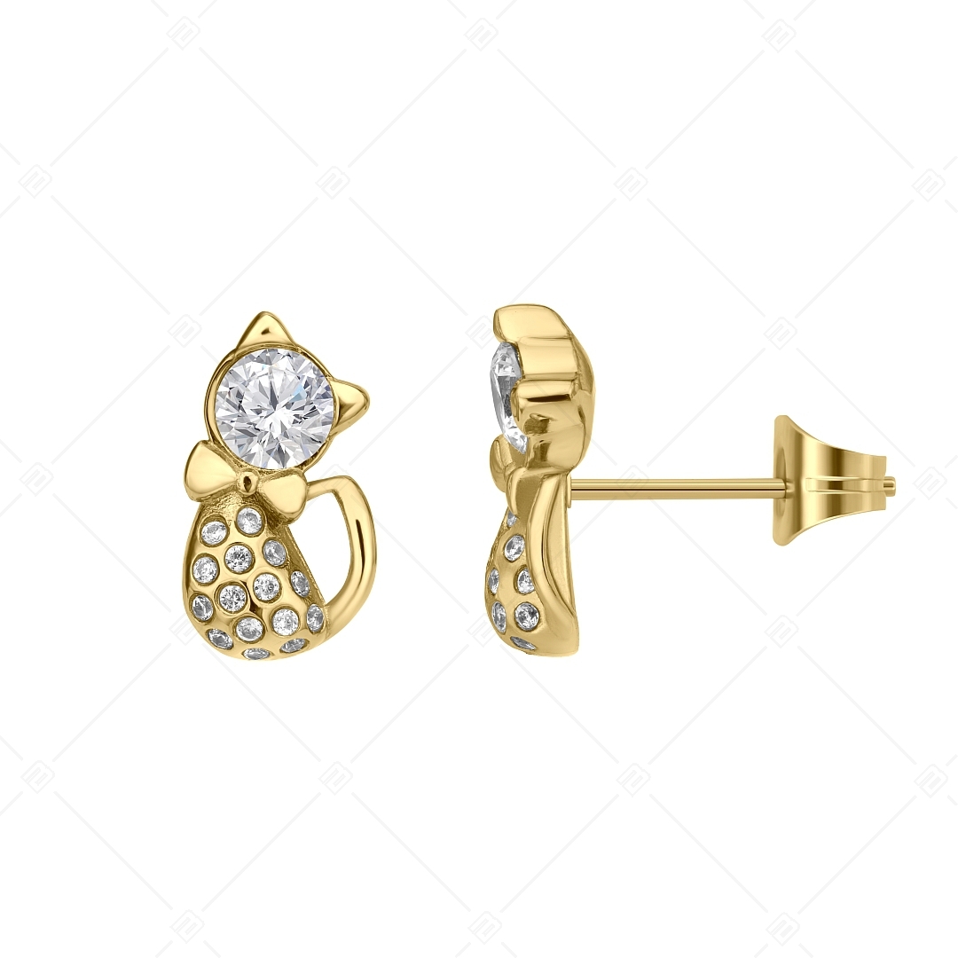 BALCANO - Kitten / Cirkónia drágakövekkel díszített macska formájú fülbevaló 18K arany bevonattal (141246BC88)