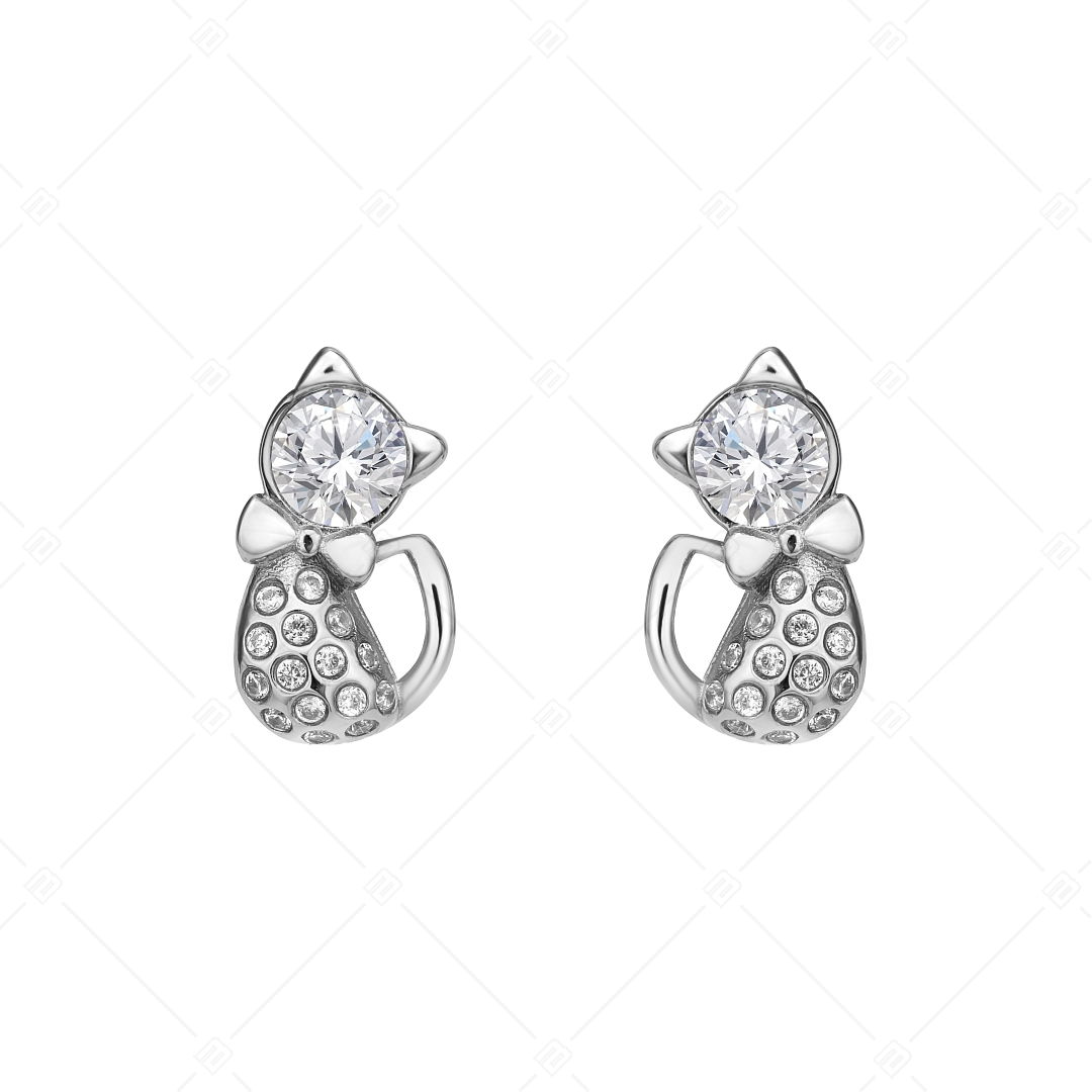 BALCANO - Kitten / Cirkónia drágakövekkel díszített macska formájú fülbevaló magasfényű polírozással (141246BC97)