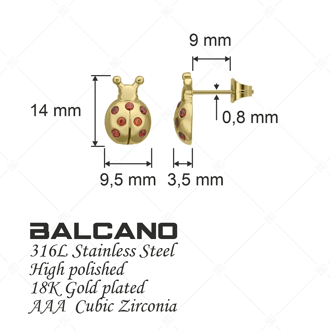 BALCANO - Bubamara / Nemesacél fülbevaló cirkónia drágakövekkel és 18K arany bevonattal (141248BC88)