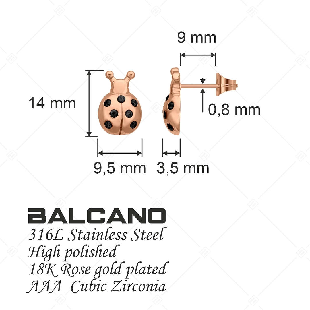 BALCANO - Bubamara / Nemesacél fülbevaló cirkónia drágakövekkel, 18K rozé arany bevonattal (141248BC96)
