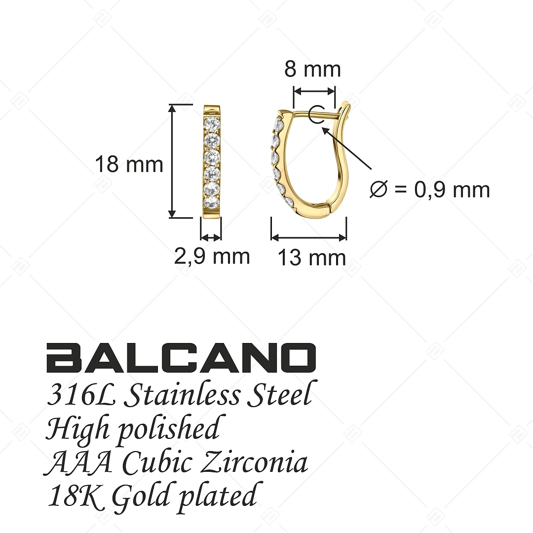 BALCANO - Corinne / Nemesacél fülbevaló cirkónia drágakövekkel és 18K arany bevonattal (141250BC88)
