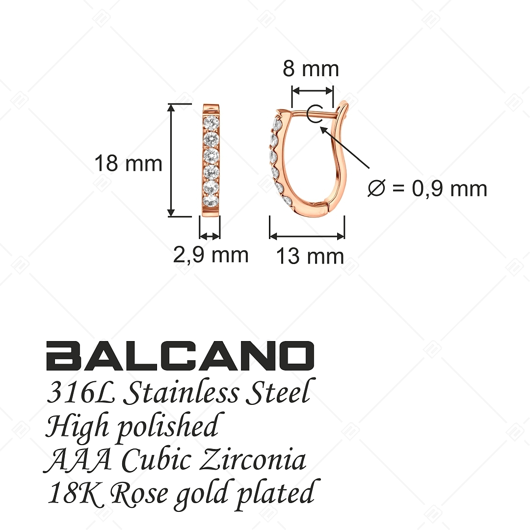 BALCANO - Corinne / Nemesacél fülbevaló cirkónia drágakövekkel, 18K rozé arany bevonattal (141250BC96)