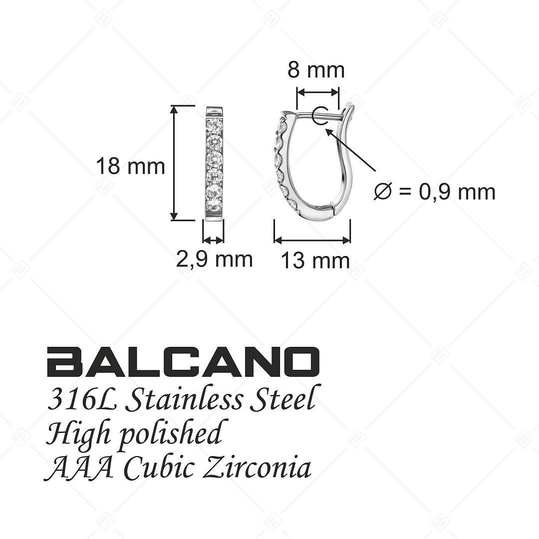 BALCANO - Corinne / Nemesacél fülbevaló cirkónia drágakövekkel és magasfényű polírozással (141250BC97)