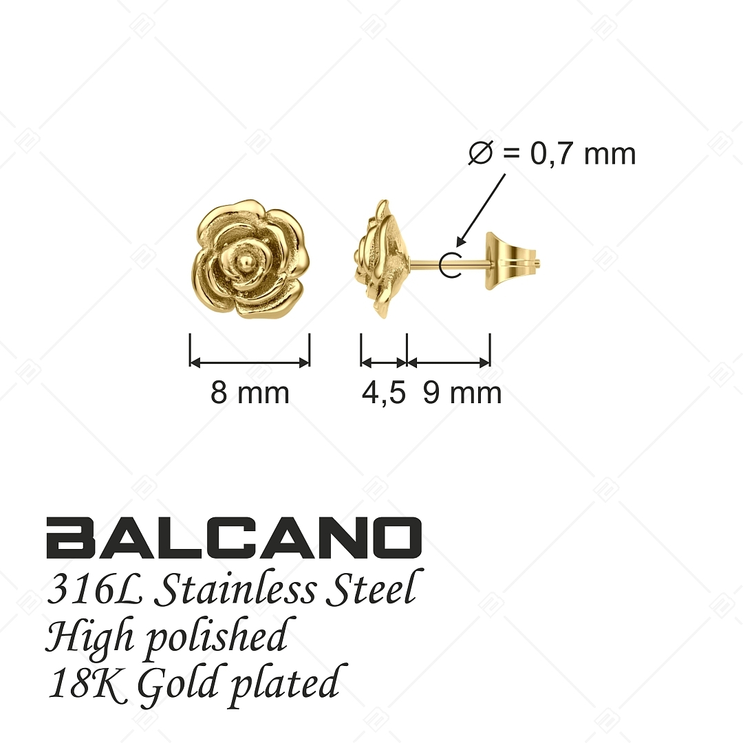 BALCANO - Rosa / Rózsa formájú nemesacél fülbevaló 18K arany bevonattal (141254BC88)
