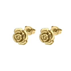 BALCANO - Rosa / Rózsa formájú nemesacél fülbevaló 18K arany bevonattal