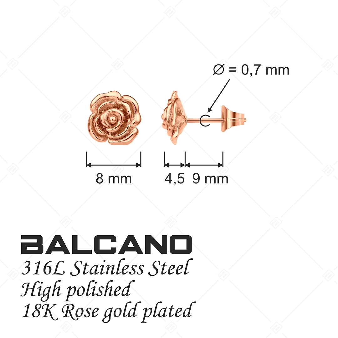 BALCANO - Rosa / Rózsa formájú nemesacél fülbevaló 18K rozé arany bevonattal (141254BC96)