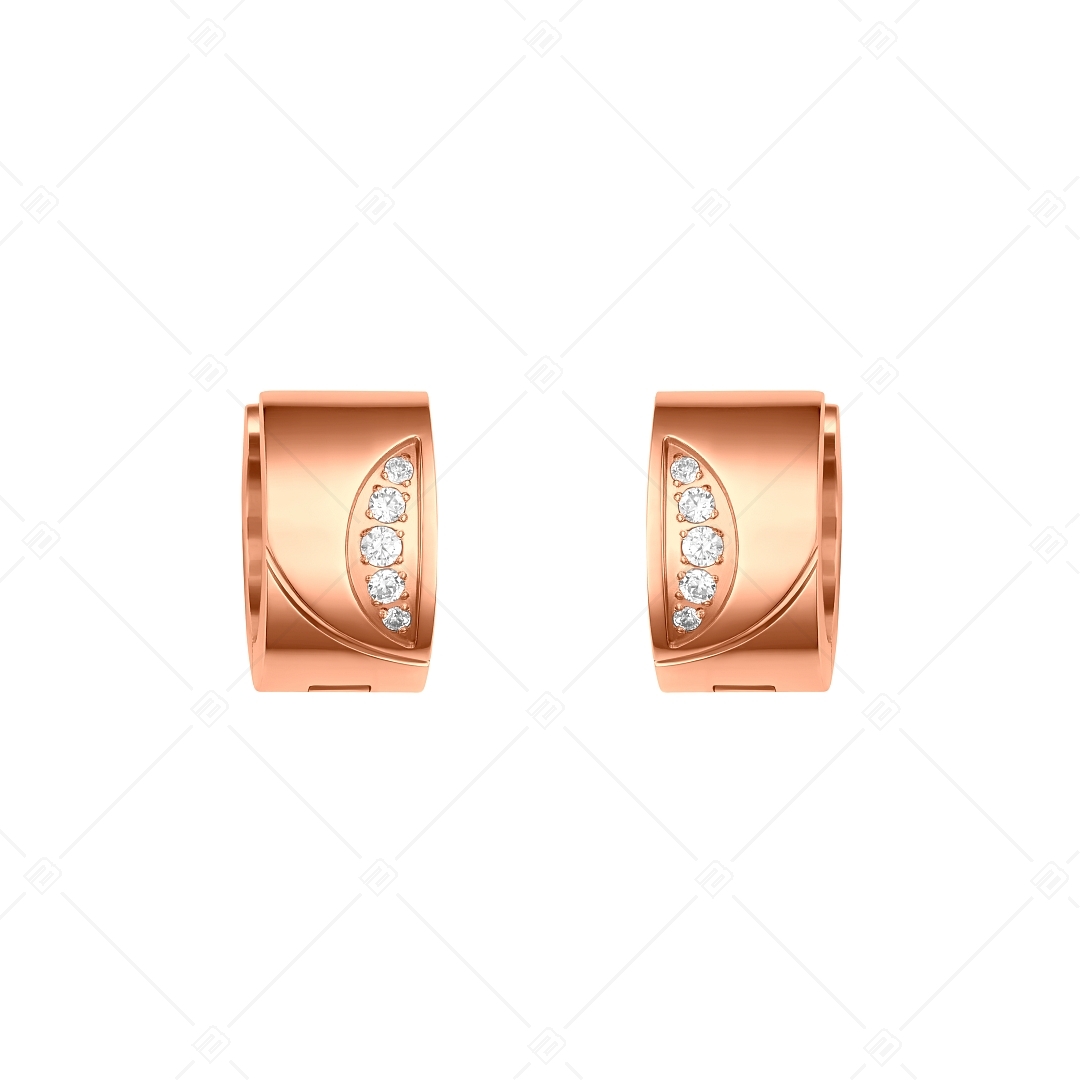 BALCANO - Sunny / Nemesacél karika fülbevaló cirkónia drágakövekkel és 18K rozé arany bevonattal (141255BC96)