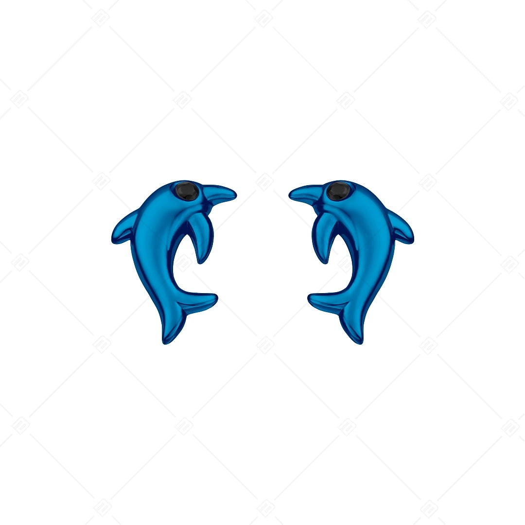 BALCANO - Dolphin / Nemesacél fülbevaló cirkónia drágakövekkel és kék PVD bevonattal (141258BC44)
