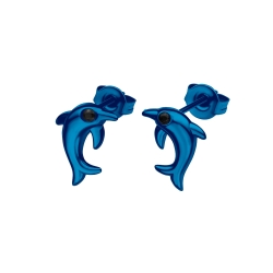 BALCANO - Dolphin / Nemesacél fülbevaló cirkónia drágakövekkel és kék PVD bevonattal