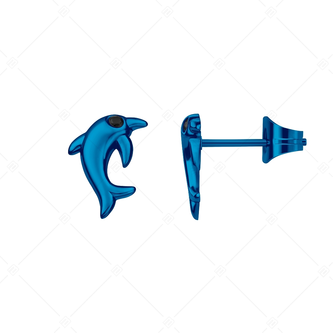BALCANO - Dolphin / Nemesacél fülbevaló cirkónia drágakövekkel és kék PVD bevonattal (141258BC44)
