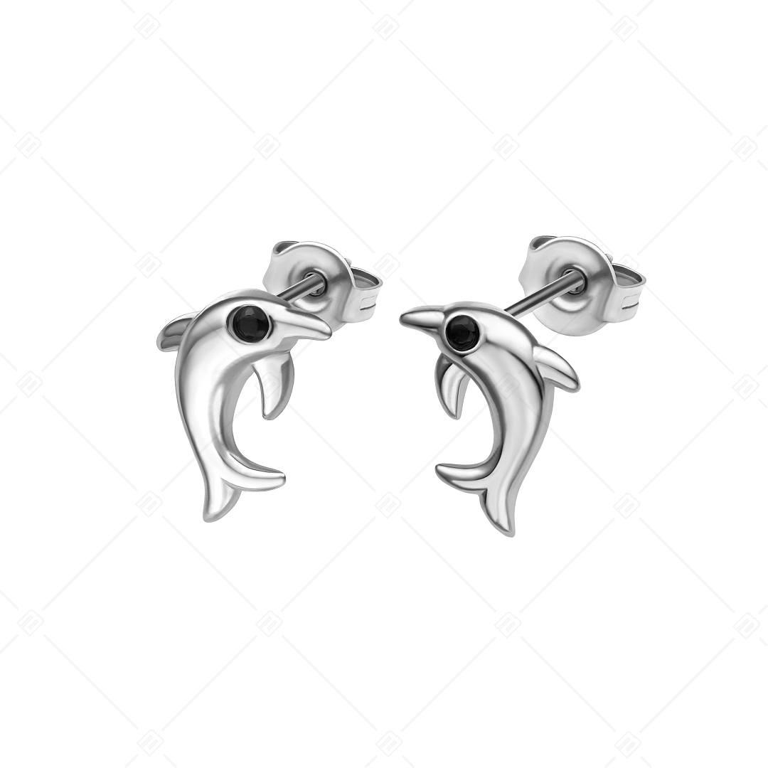 BALCANO - Dolphin / Nemesacél fülbevaló cirkónia drágakövekkel és magasfényű polírozással (141258BC97)