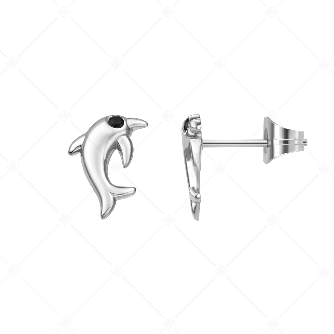 BALCANO - Dolphin / Nemesacél fülbevaló cirkónia drágakövekkel és magasfényű polírozással (141258BC97)