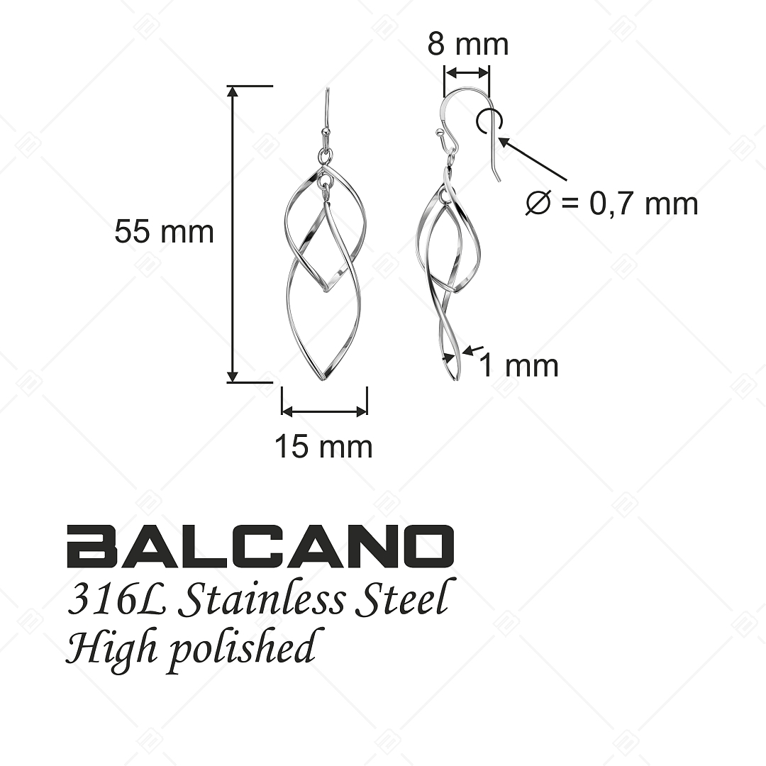 BALCANO - Vivienne / Csüngő nemesacél fülbevaló magasfényű polírozással (141260BC97)