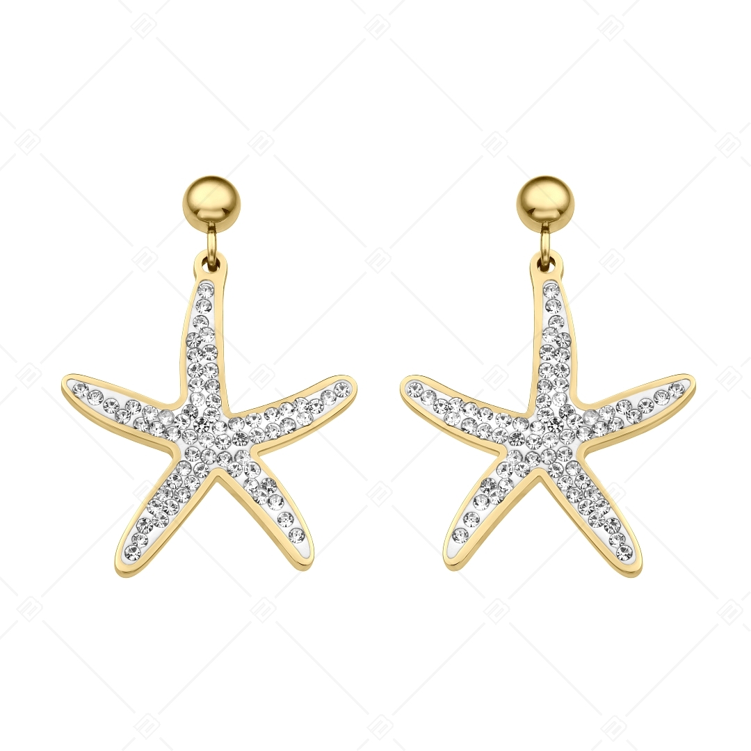 BALCANO - Estelle / Tengeri csillag alakú csüngő nemesacél fülbevaló  kristályokkal és 18K arany bevonattal (141264BC88)