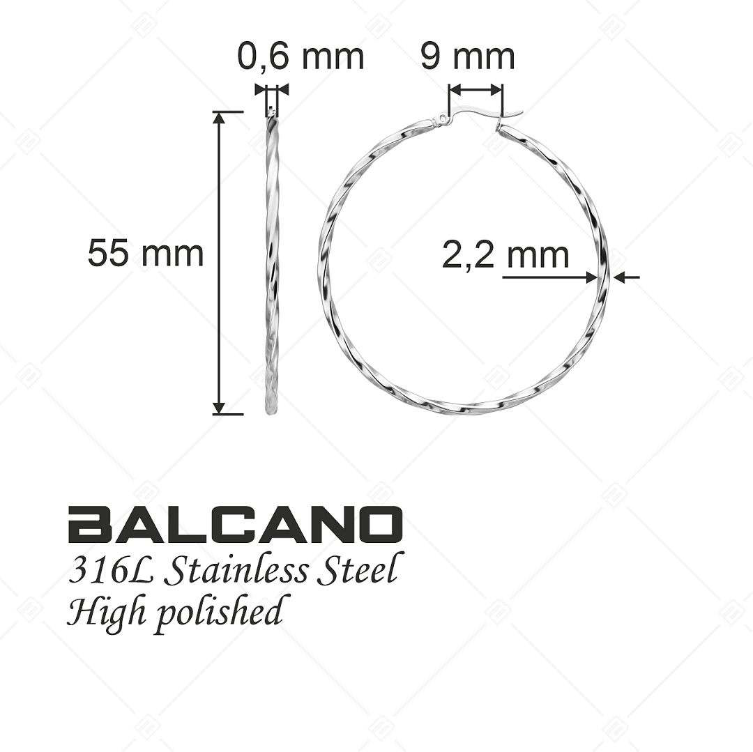 BALCANO - Marie / Nemesacél karika fülbevaló magasfényű polírozással (141268BC97)