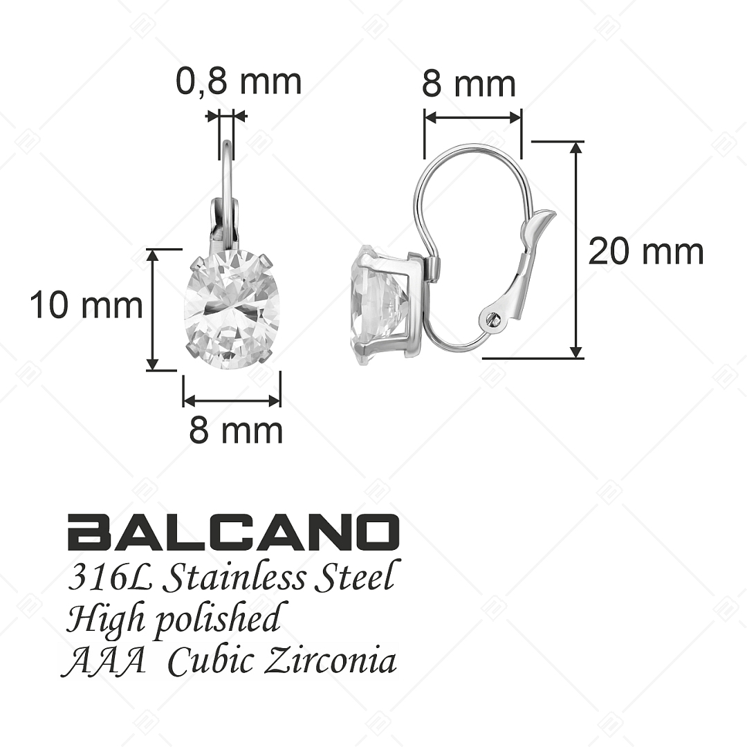 BALCANO - Maggie / Nemesacél fülbevaló ovális cirkónia drágakővel és magasfényű polírozással (141269BC00)