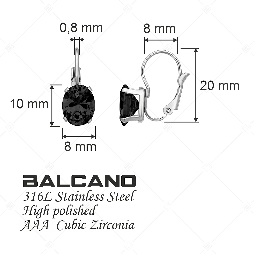 BALCANO - Maggie / Nemesacél fülbevaló ovális cirkónia drágakővel és magasfényű polírozással (141269BC11)