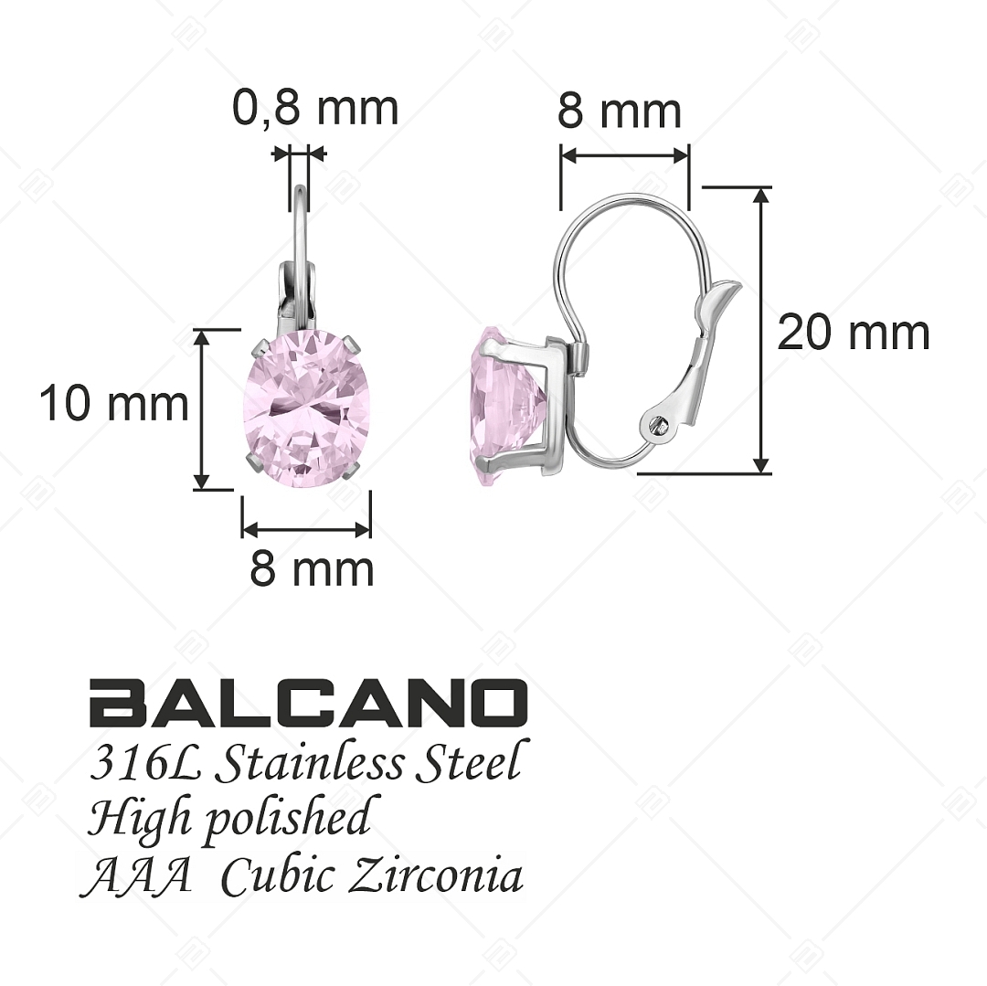 BALCANO - Maggie / Nemesacél fülbevaló ovális cirkónia drágakővel és magasfényű polírozással (141269BC28)