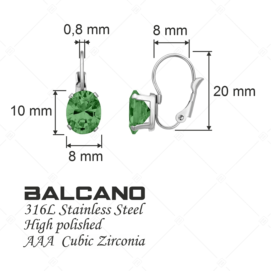 BALCANO - Maggie / Nemesacél fülbevaló ovális cirkónia drágakővel és magasfényű polírozással (141269BC39)
