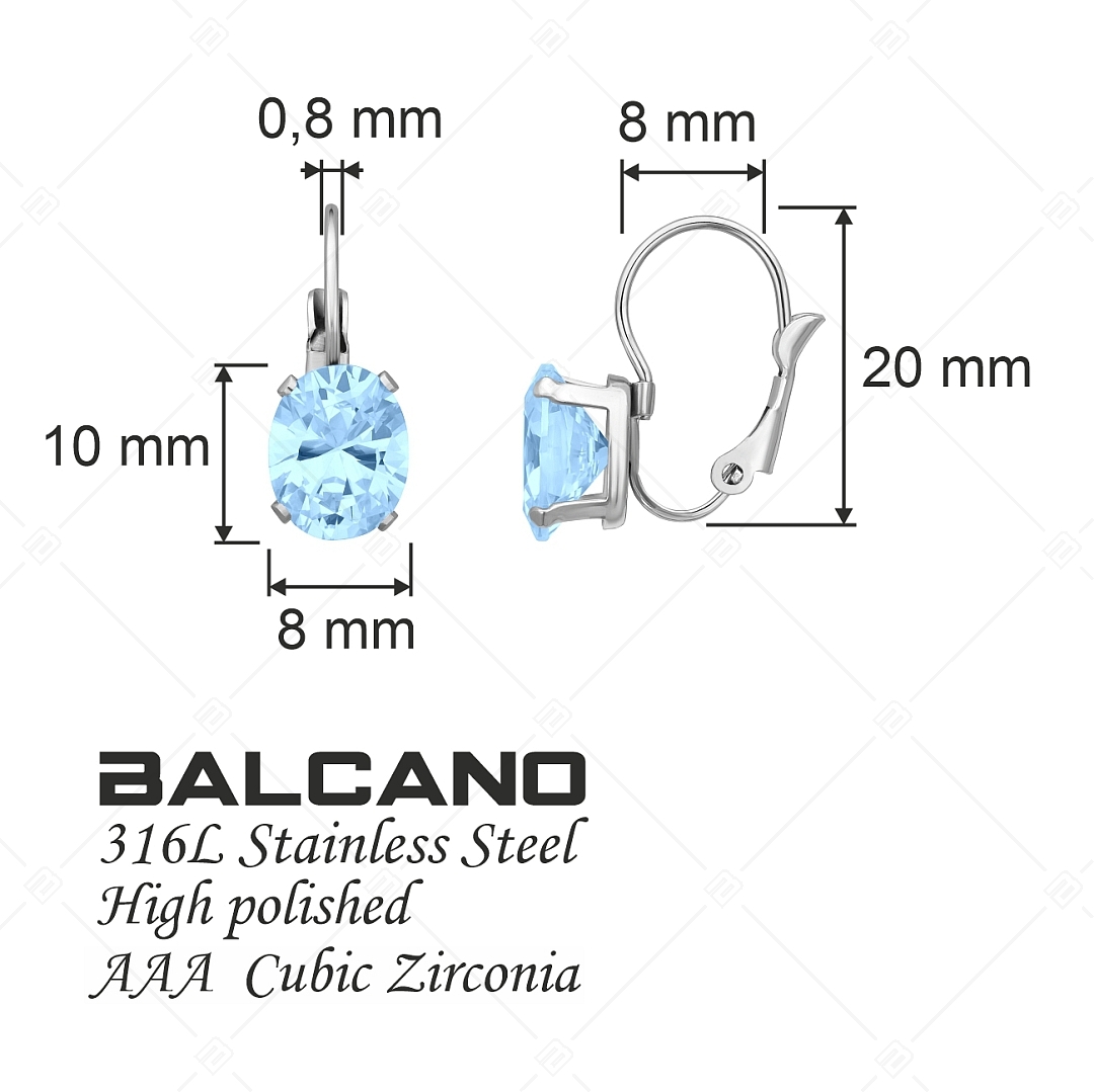 BALCANO - Maggie / Nemesacél fülbevaló ovális cirkónia drágakővel és magasfényű polírozással (141269BC48)