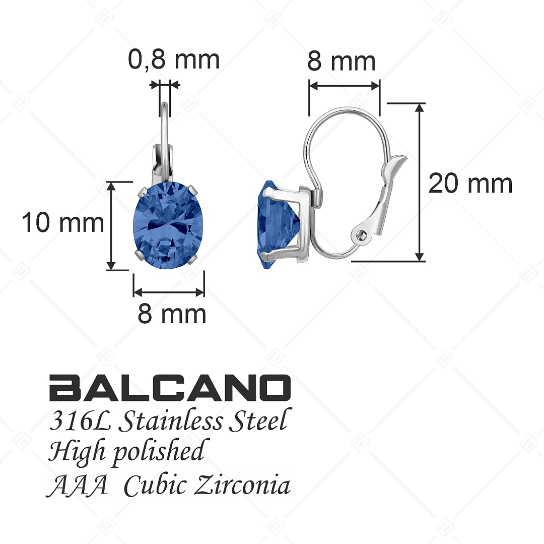 BALCANO - Maggie / Nemesacél fülbevaló ovális cirkónia drágakővel és magasfényű polírozással (141269BC49)