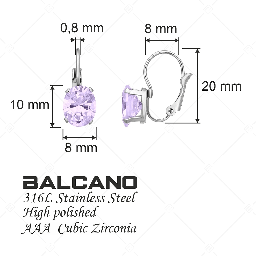 BALCANO - Maggie / Nemesacél fülbevaló ovális cirkónia drágakővel és magasfényű polírozással (141269BC77)
