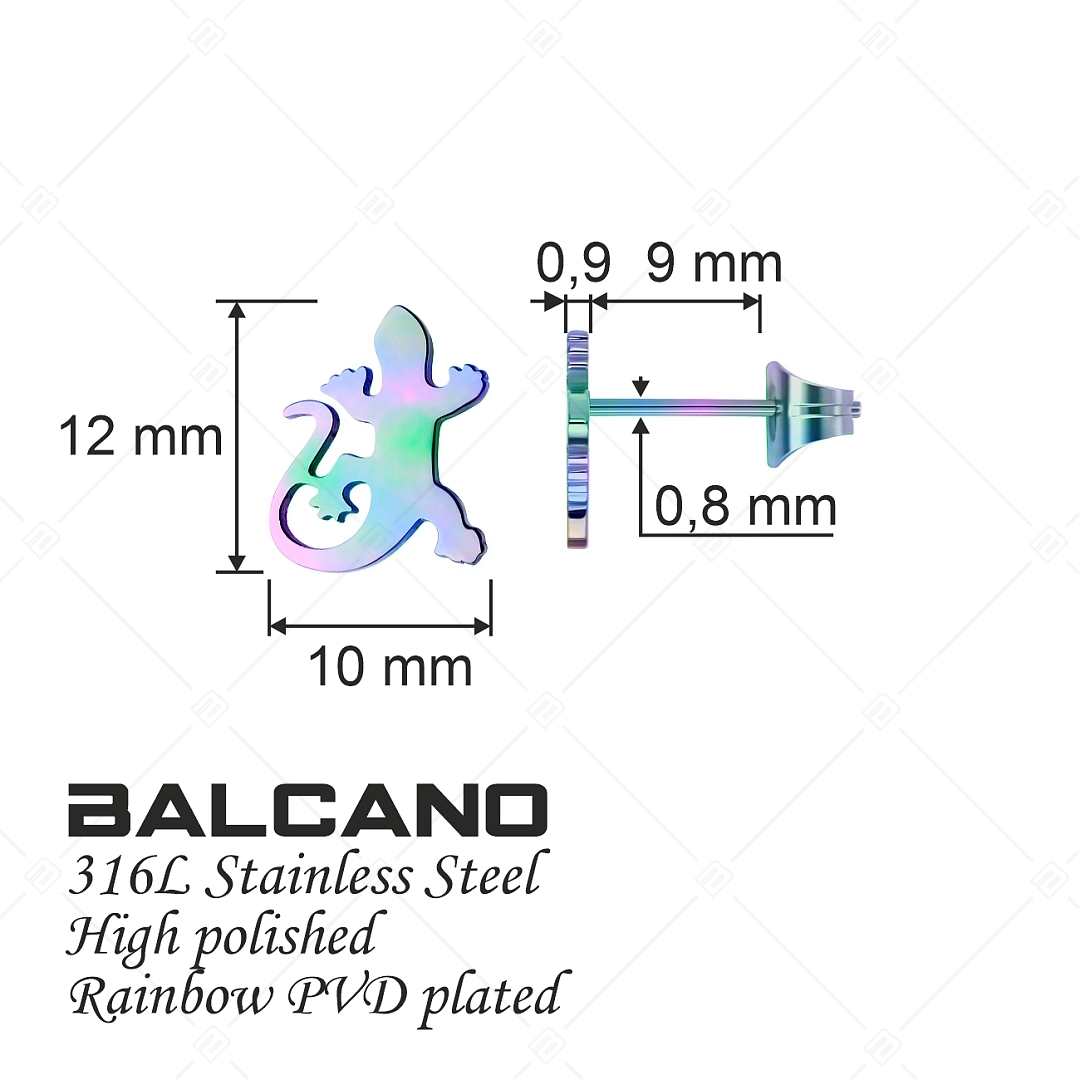BALCANO - Gecko / Gyík formájú fülbevaló szivárványos PVD bevonattal (141272BC89)