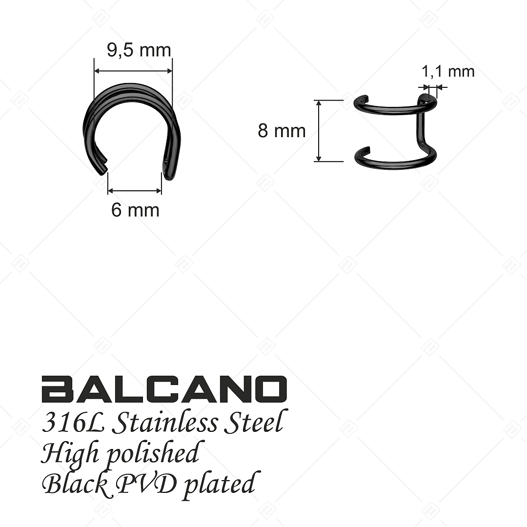 BALCANO - Rua / Dupla nemesacél fülgyűrű fekete PVD bevonattal (141281BC11)